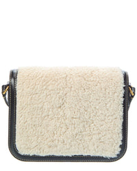 Valentino Vlogo Shearling & Leather Shoulder Bag