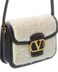 Valentino Vlogo Shearling & Leather Shoulder Bag