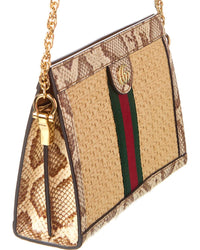 Gucci Ophidia Small Straw & Snakeskin Shoulder Bag