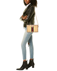 Gucci Ophidia Small Straw & Snakeskin Shoulder Bag