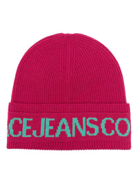 Versace Jeans Couture Raspberry/Mint Classic Knitted Signature Beanie