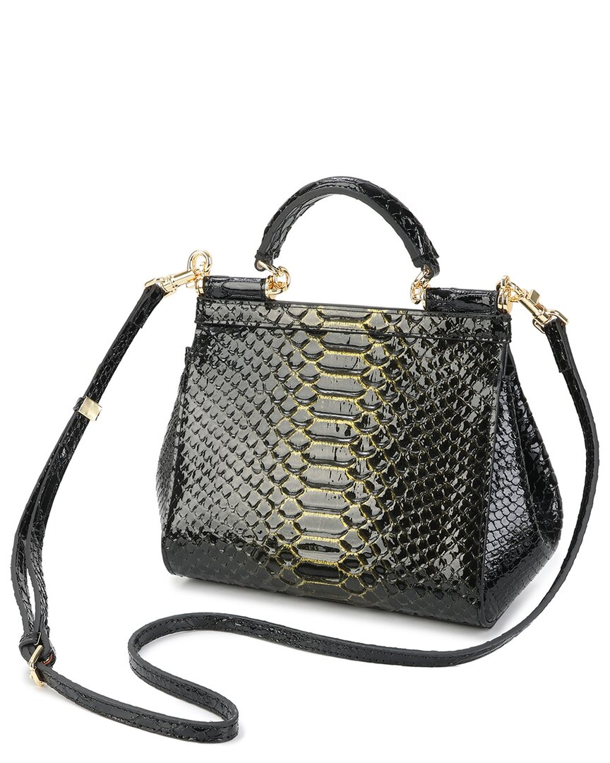 Tiffany & Fred Paris Croc-Embossed Leather Top Handle Bag