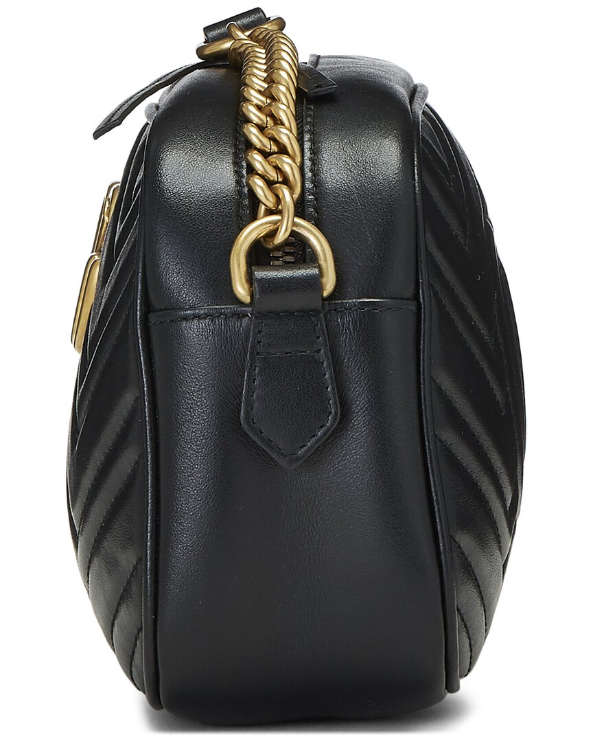 Gucci Gucci Black Leather Gg Marmont Crossbody Bag Small (Authentic Pre-Loved)