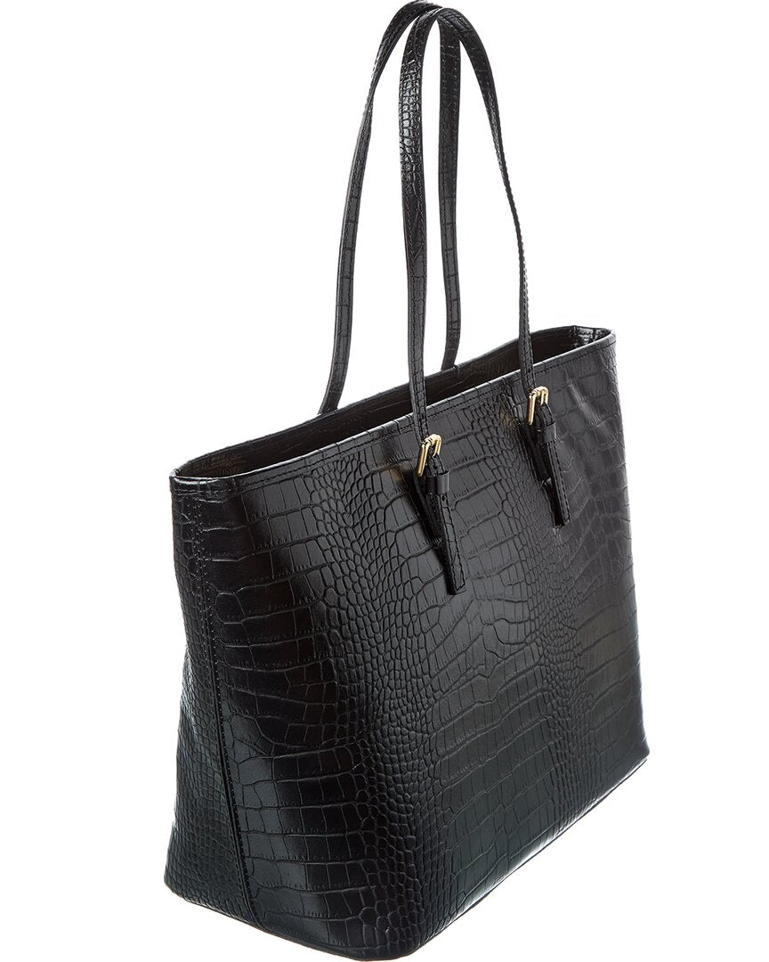 Persaman New York Penny Croc-Embossed Leather Tote