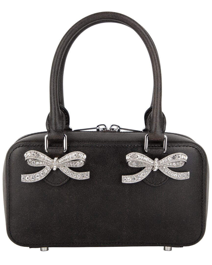 Self-Portrait Mini Distressed Leather Tote Black ONE SIZE
