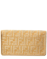 FENDI Fendi Baguette Ff Jacquard Raffia & Leather Wallet On Chain
