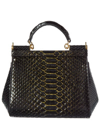 Tiffany & Fred Paris Python-Embossed Leather Satchel