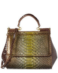 Tiffany & Fred Paris Python-Embossed Leather Satchel