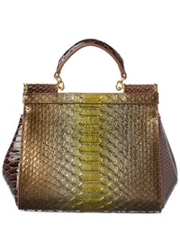 Tiffany & Fred Paris Python-Embossed Leather Satchel