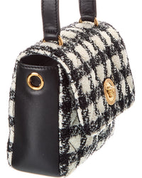 Versace La Medusa Tweed & Leather Shoulder Bag