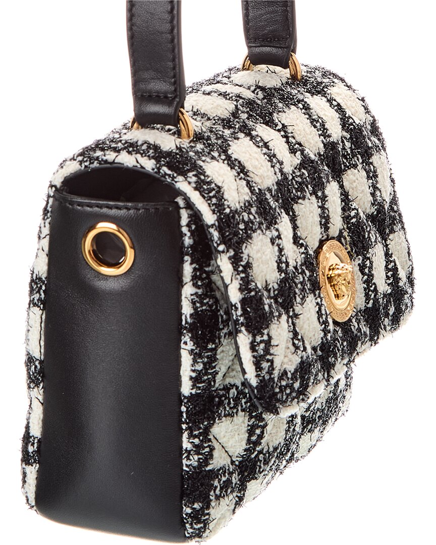 Versace La Medusa Tweed & Leather Shoulder Bag