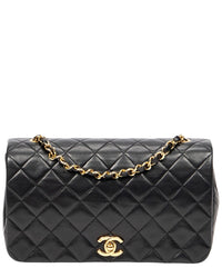 Chanel Chanel Black Quilted Lambskin Leather Mademoiselle Full Flap (Authentic