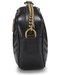 Gucci Gucci Black Leather Gg Marmont Crossbody Bag Mini (Authentic Pre-Loved)
