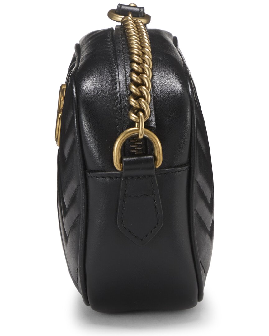 Gucci Gucci Black Leather Gg Marmont Crossbody Bag Mini (Authentic Pre-Loved)