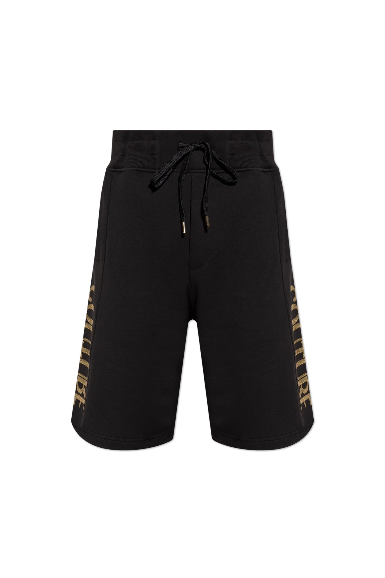Versace Jeans Couture Black Foil Signature Sweatpant Shorts