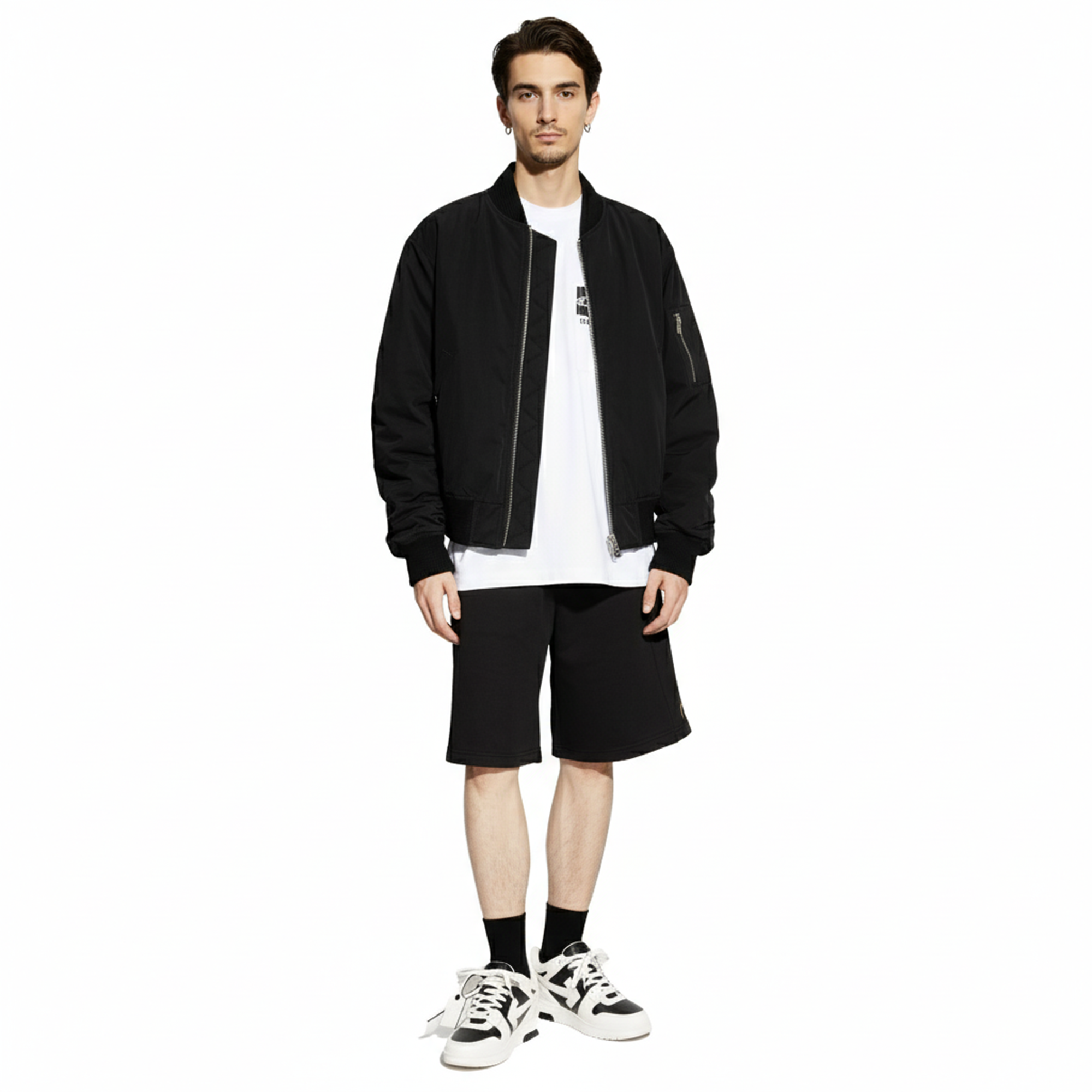Versace Jeans Couture Black Foil Signature Sweatpant Shorts