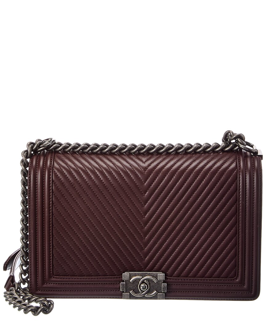 Chanel Chanel Brown Quilted Leather New Medium Chain Boy Flap (Authentic Pre-Loved)