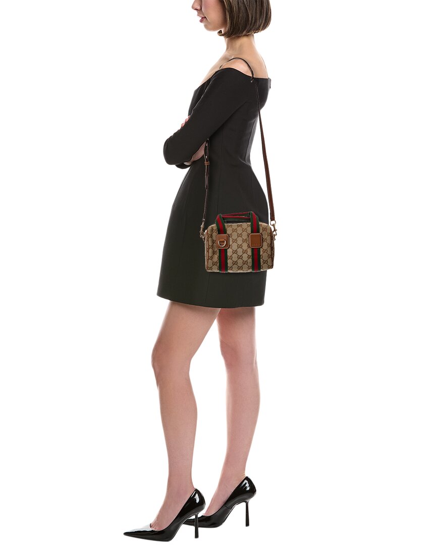 Gucci Gucci Gg Web Supreme Mini Canvas Shoulder Bag