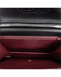 Chanel Chanel Black Quilted Lambskin Leather Cc Push Lock Straight Single Flap