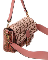 FENDI Dnu Inv Fendi Baguette Ff Jacquard Velvet & Leather Shoulder Bag