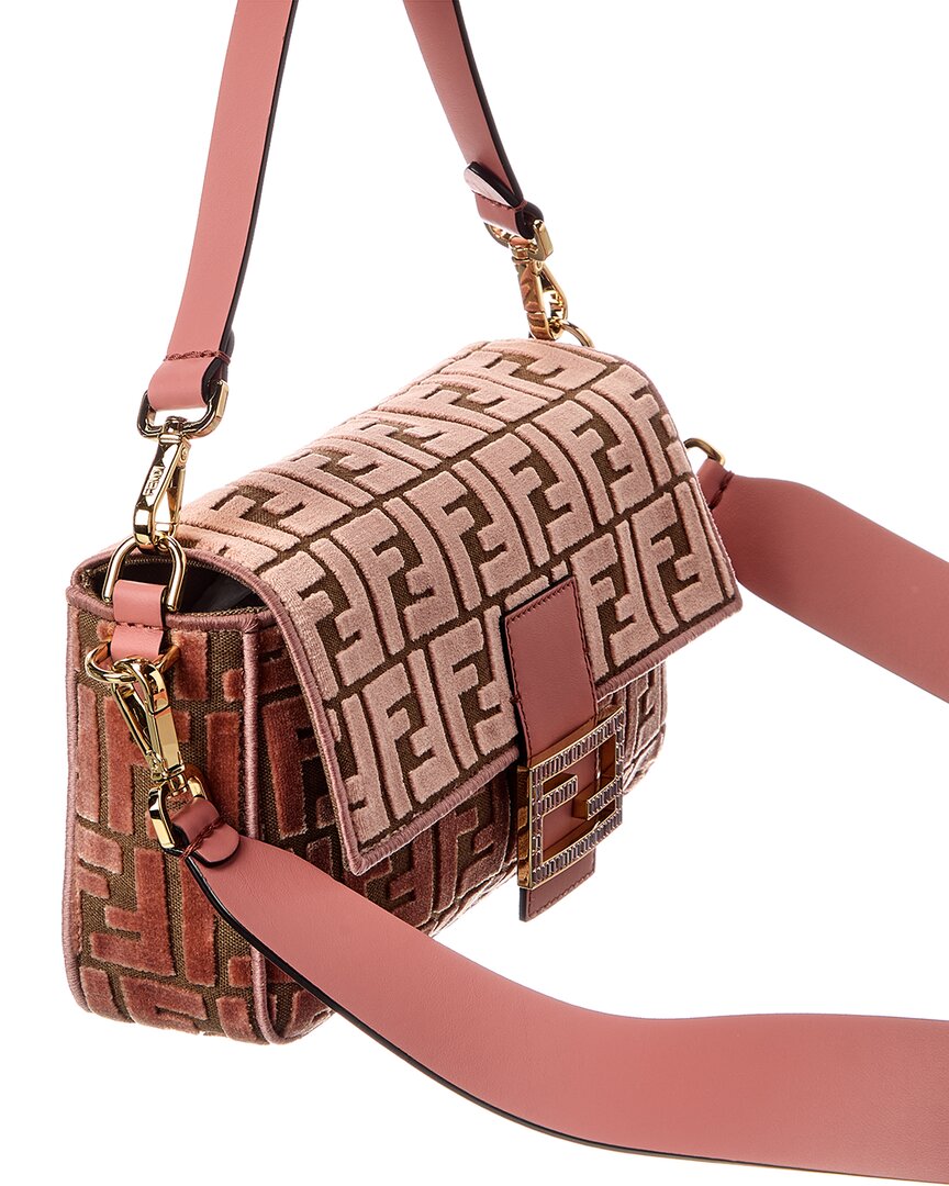 FENDI Dnu Inv Fendi Baguette Ff Jacquard Velvet & Leather Shoulder Bag
