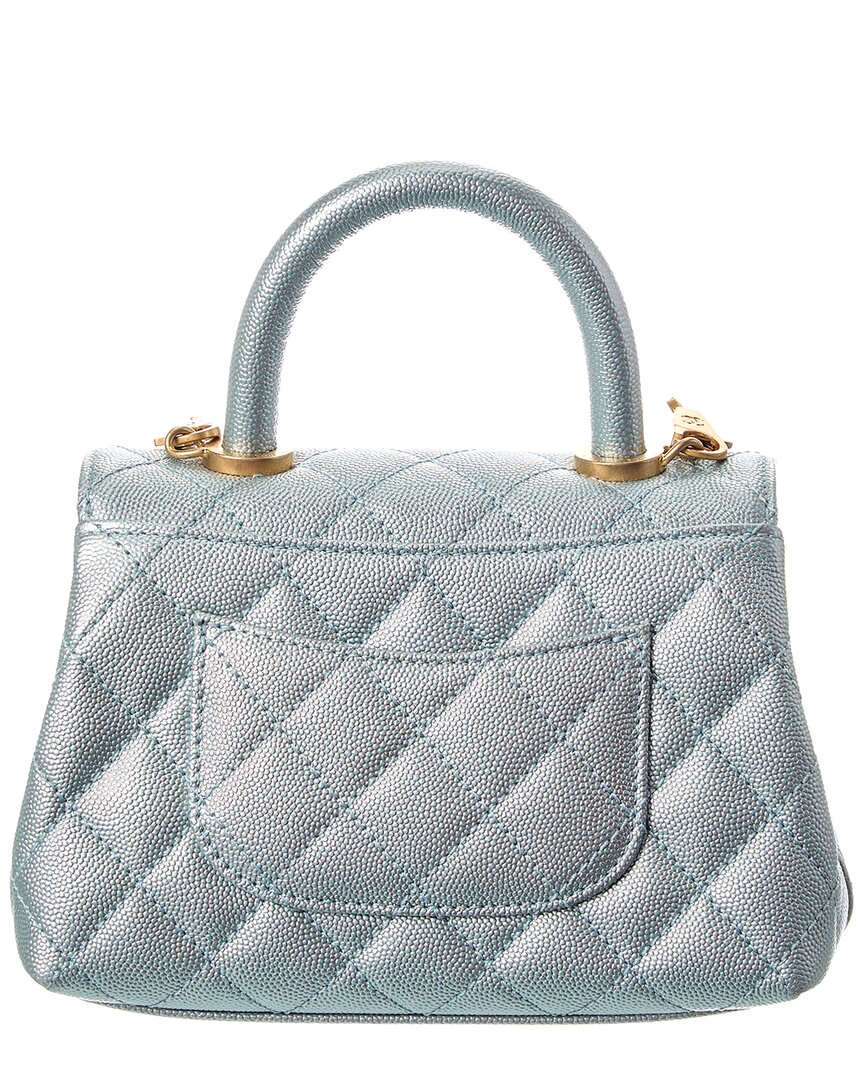 Chanel Blue Quilted Caviar Leather Extra Mini Coco Handle Flap (Authentic