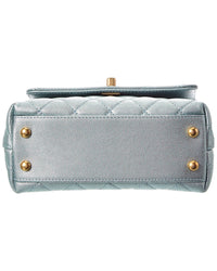 Chanel Blue Quilted Caviar Leather Extra Mini Coco Handle Flap (Authentic
