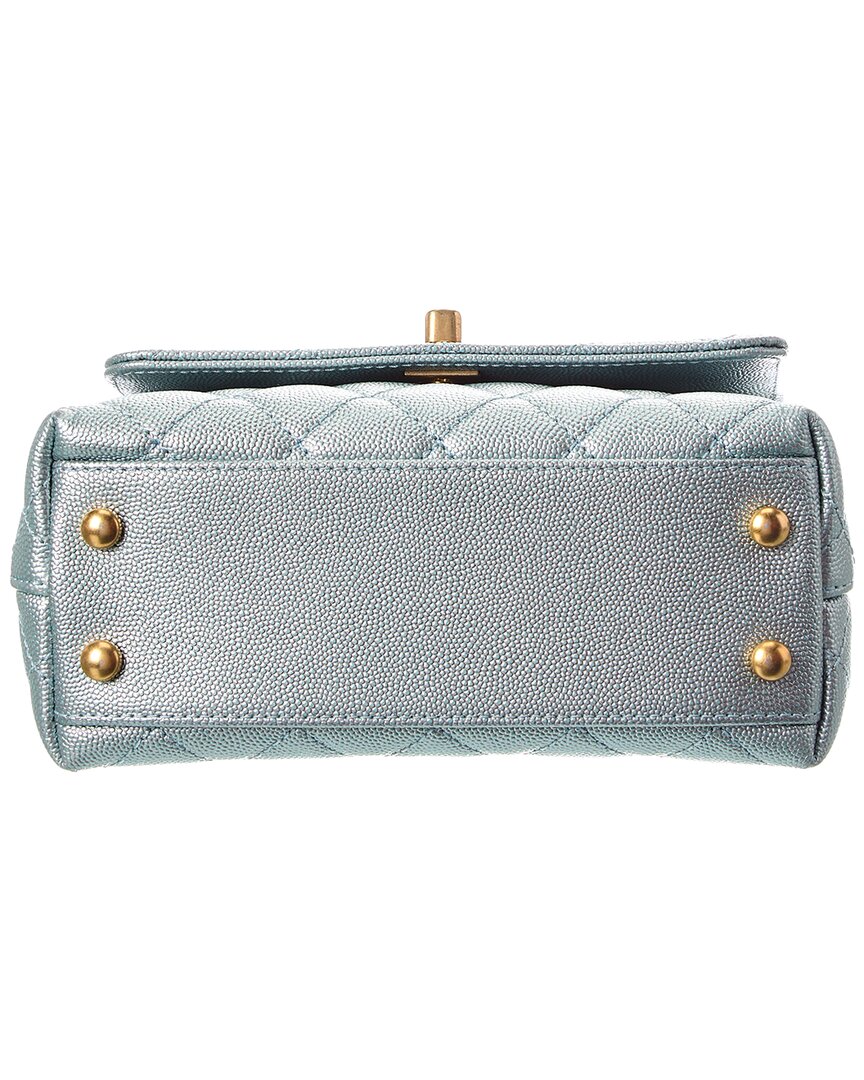 Chanel Blue Quilted Caviar Leather Extra Mini Coco Handle Flap (Authentic