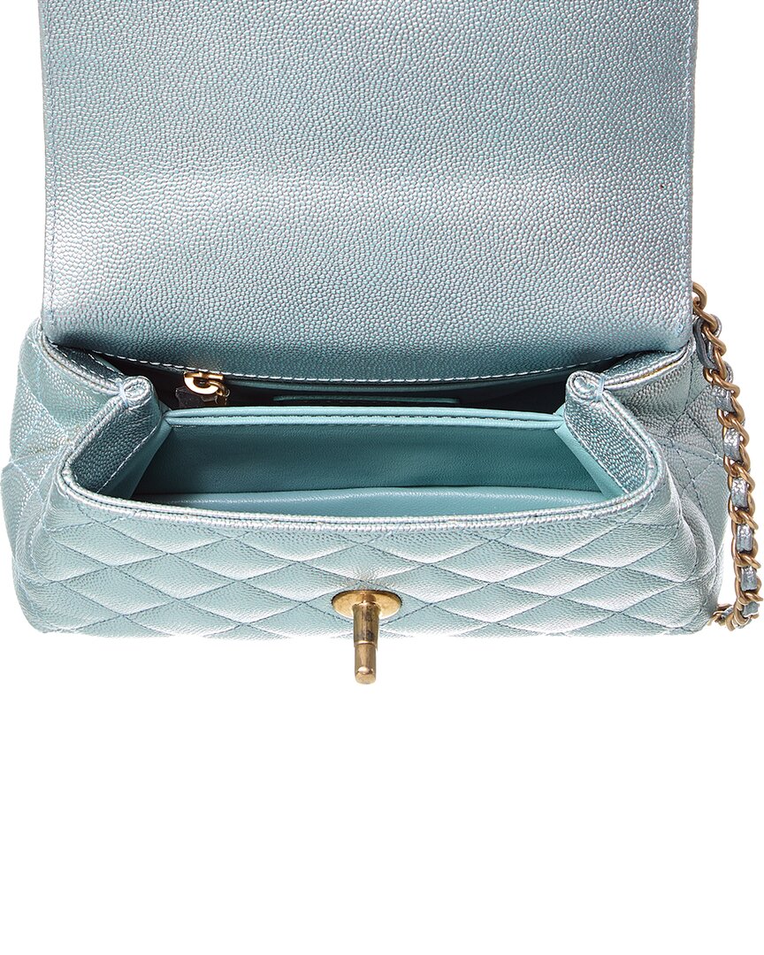 Chanel Blue Quilted Caviar Leather Extra Mini Coco Handle Flap (Authentic