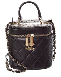 Chanel Black Quilted Lambskin Leather Trendy Vanity Case (Authentic Pre-Loved)