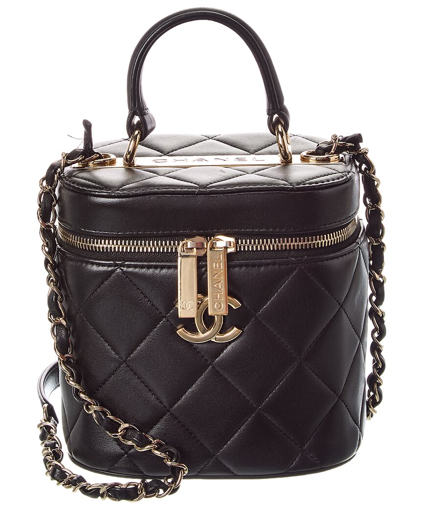 Chanel Black Quilted Lambskin Leather Trendy Vanity Case (Authentic Pre-Loved)