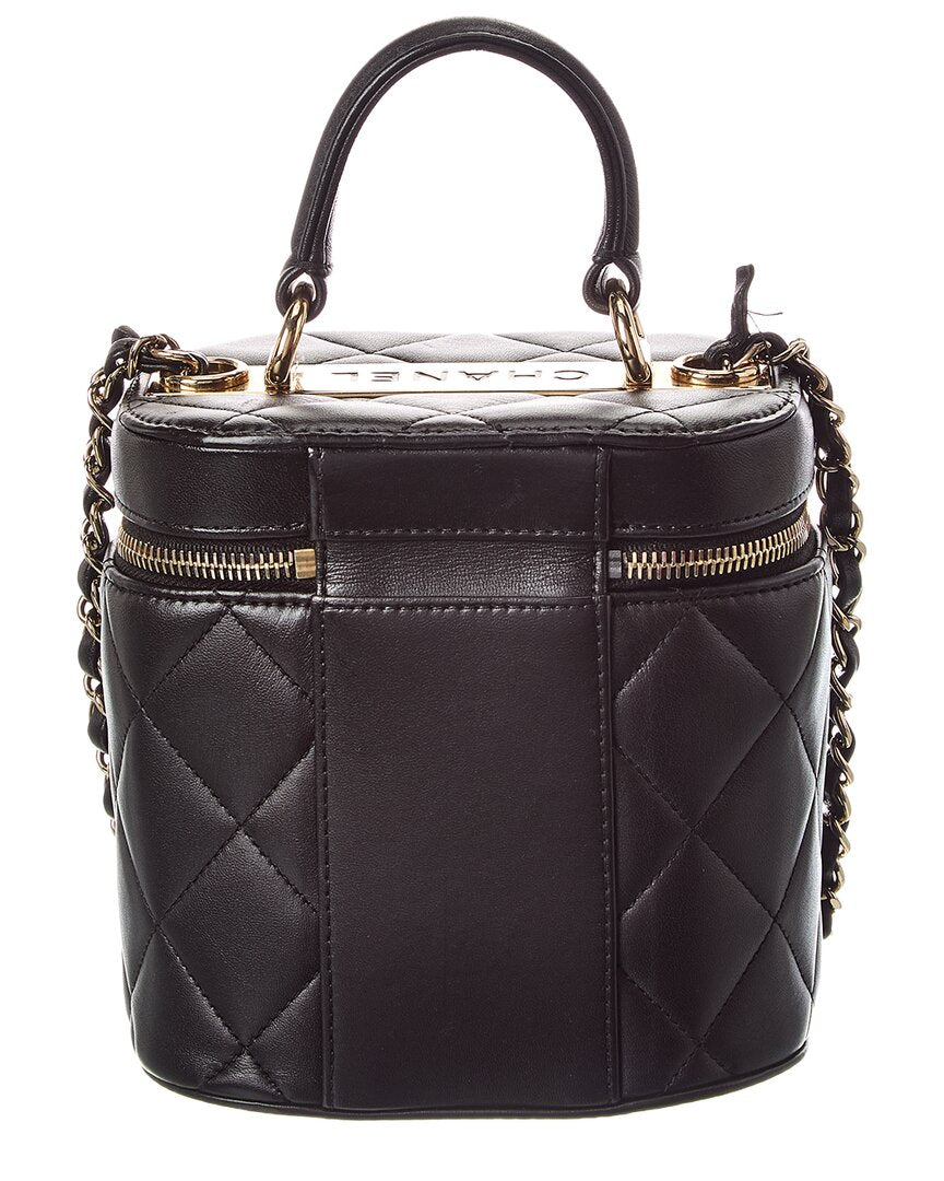 Chanel Black Quilted Lambskin Leather Trendy Vanity Case (Authentic Pre-Loved)