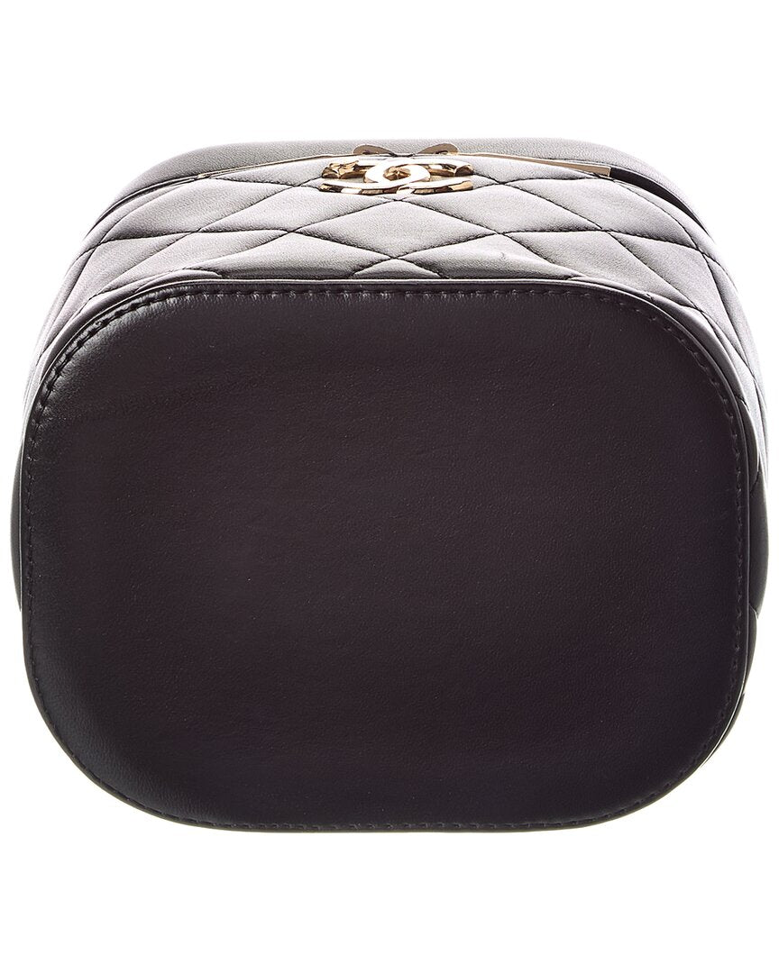 Chanel Black Quilted Lambskin Leather Trendy Vanity Case (Authentic Pre-Loved)