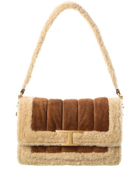 Tod’S T Timeless Suede & Shearling Shoulder Bag