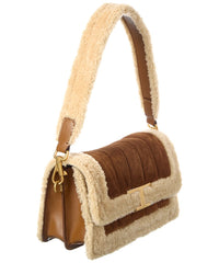 Tod’S T Timeless Suede & Shearling Shoulder Bag