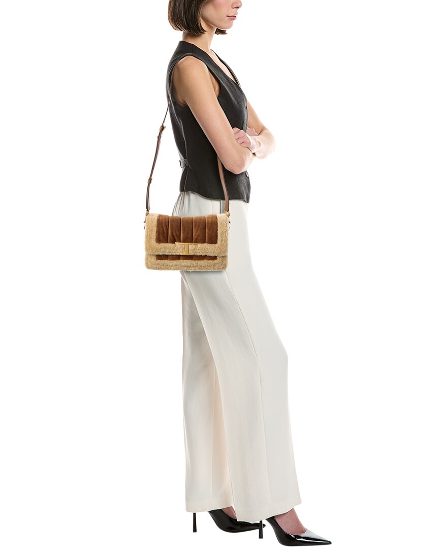 Tod’S T Timeless Suede & Shearling Shoulder Bag