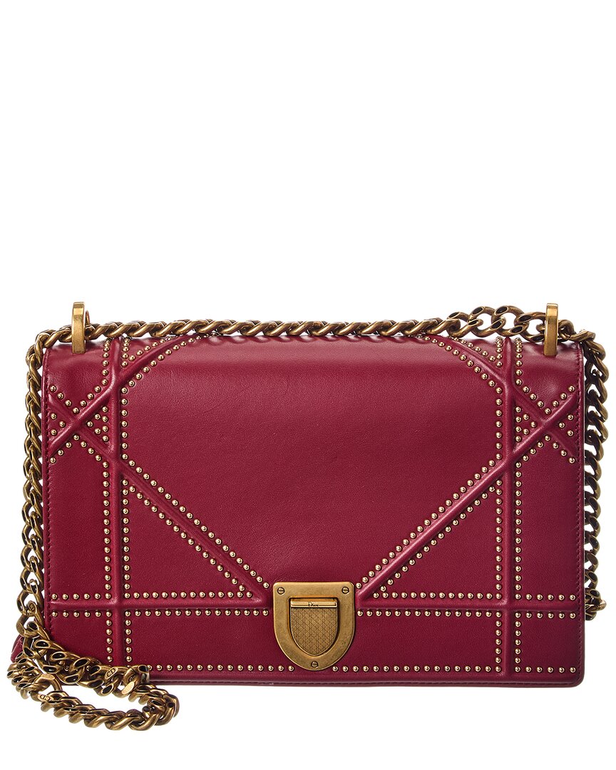 Dior Red Calfskin Leather Diorama Flap Ba (Authentic Pre-Loved)