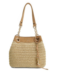 Dune London Damara Raffia Triple Compartment Shoulder Bag