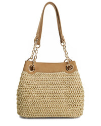Dune London Damara Raffia Triple Compartment Shoulder Bag