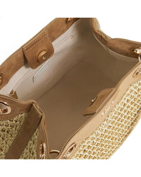 Dune London Damara Raffia Triple Compartment Shoulder Bag
