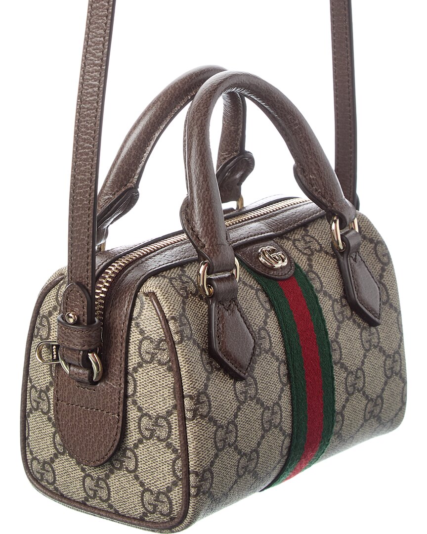 Gucci Gucci Ophidia Mini Gg Supreme Canvas & Leather Boston Bag