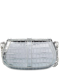 Versace Croc-Embossed Leather Shoulder Bag
