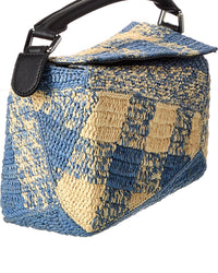 Loewe Puzzle Edge Small Raffia & Leather Shoulder Bag