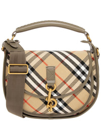 Burberry Burberry B Clip Small Check Canvas & Leather Messenger Bag