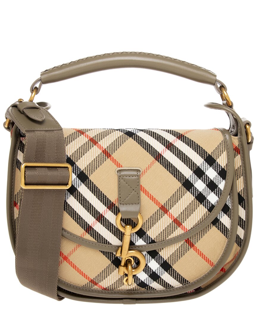 Burberry Burberry B Clip Small Check Canvas & Leather Messenger Bag