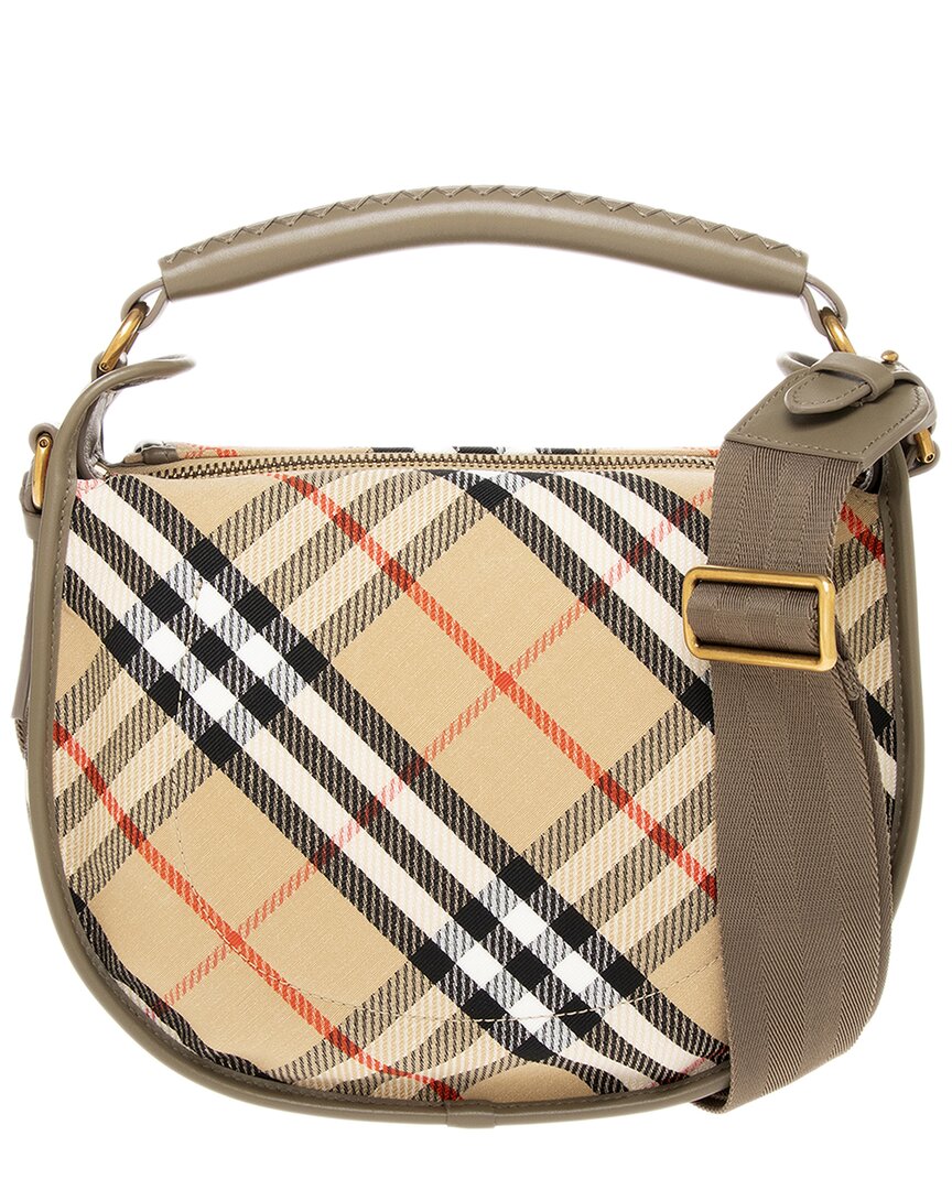 Burberry Burberry B Clip Small Check Canvas & Leather Messenger Bag