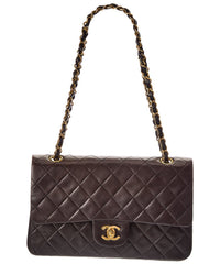 Chanel Black Lambskin Leather Classic Double Flap Ghw Medium (Authentic Pre-