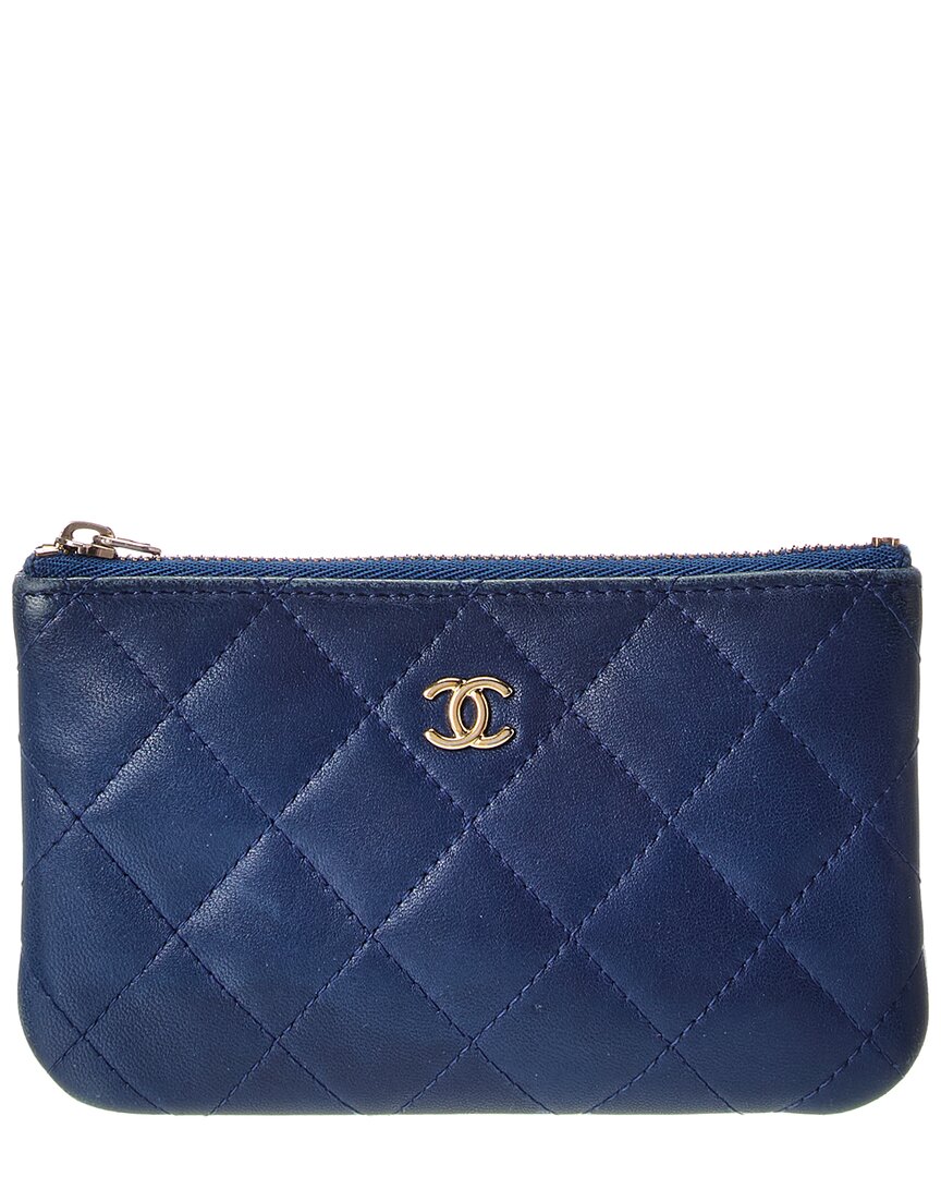 Chanel Blue Quilted Lambskin Leather Small Cosmetic Case (Authentic Pre-Loved)