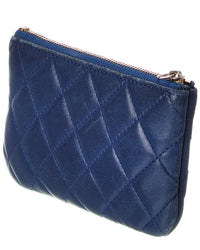 Chanel Blue Quilted Lambskin Leather Small Cosmetic Case (Authentic Pre-Loved)