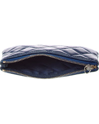 Chanel Blue Quilted Lambskin Leather Small Cosmetic Case (Authentic Pre-Loved)